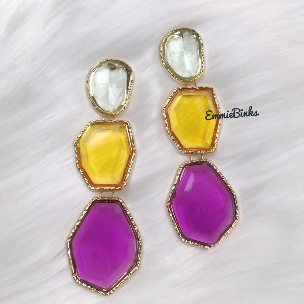 NWOT Zara Resin Geometric Drop Dangle Earrings - Picture 4 of 12